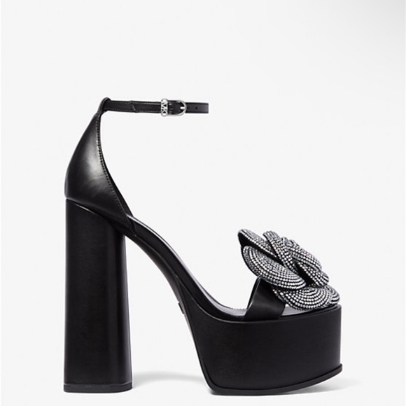 MICHAEL Michael Kors Elodie Platform Sandal Leather/hot fix Stones. - Picture 3 of 14
